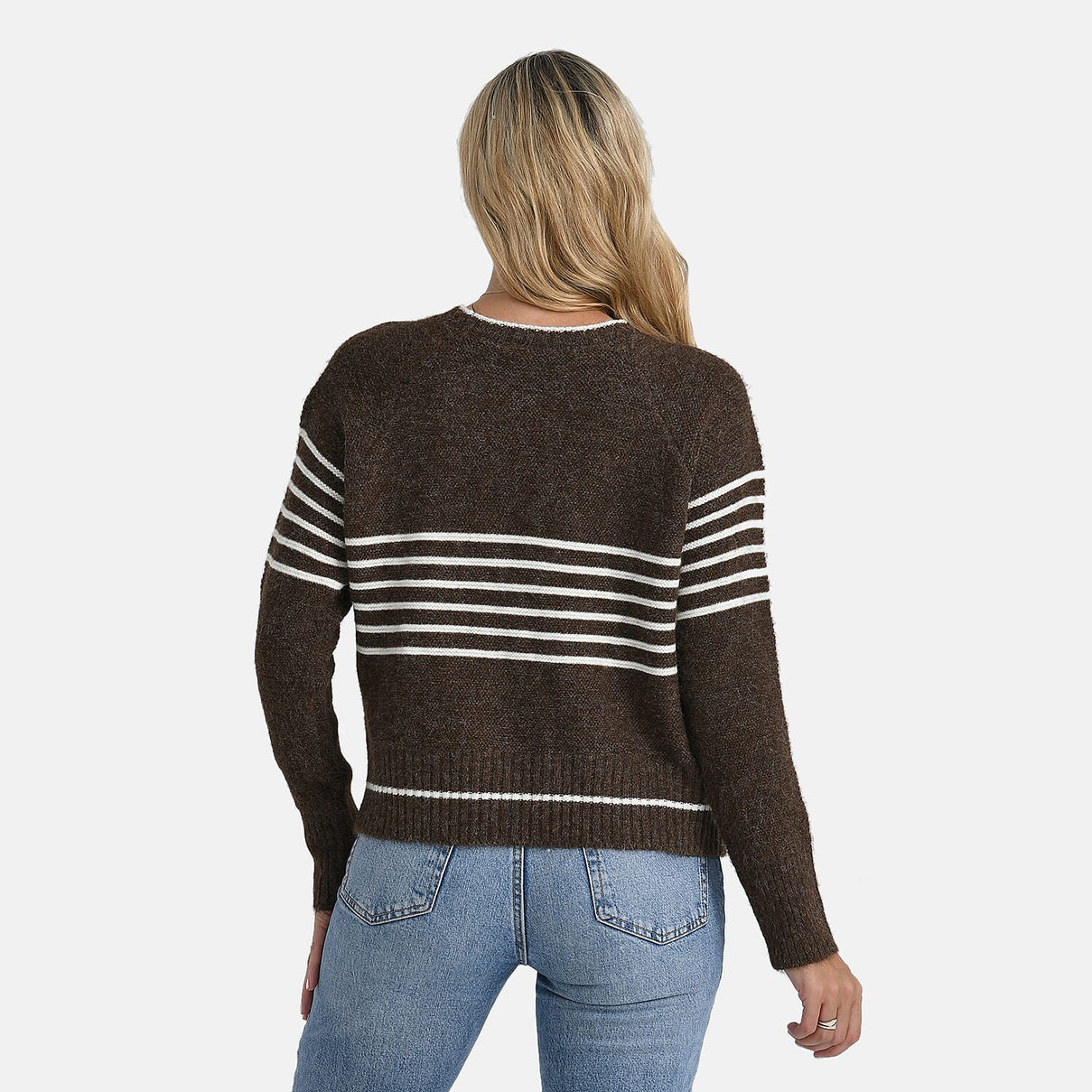 La Marey Striped Knitted Jumper (Size L) - Brown 8225731 1