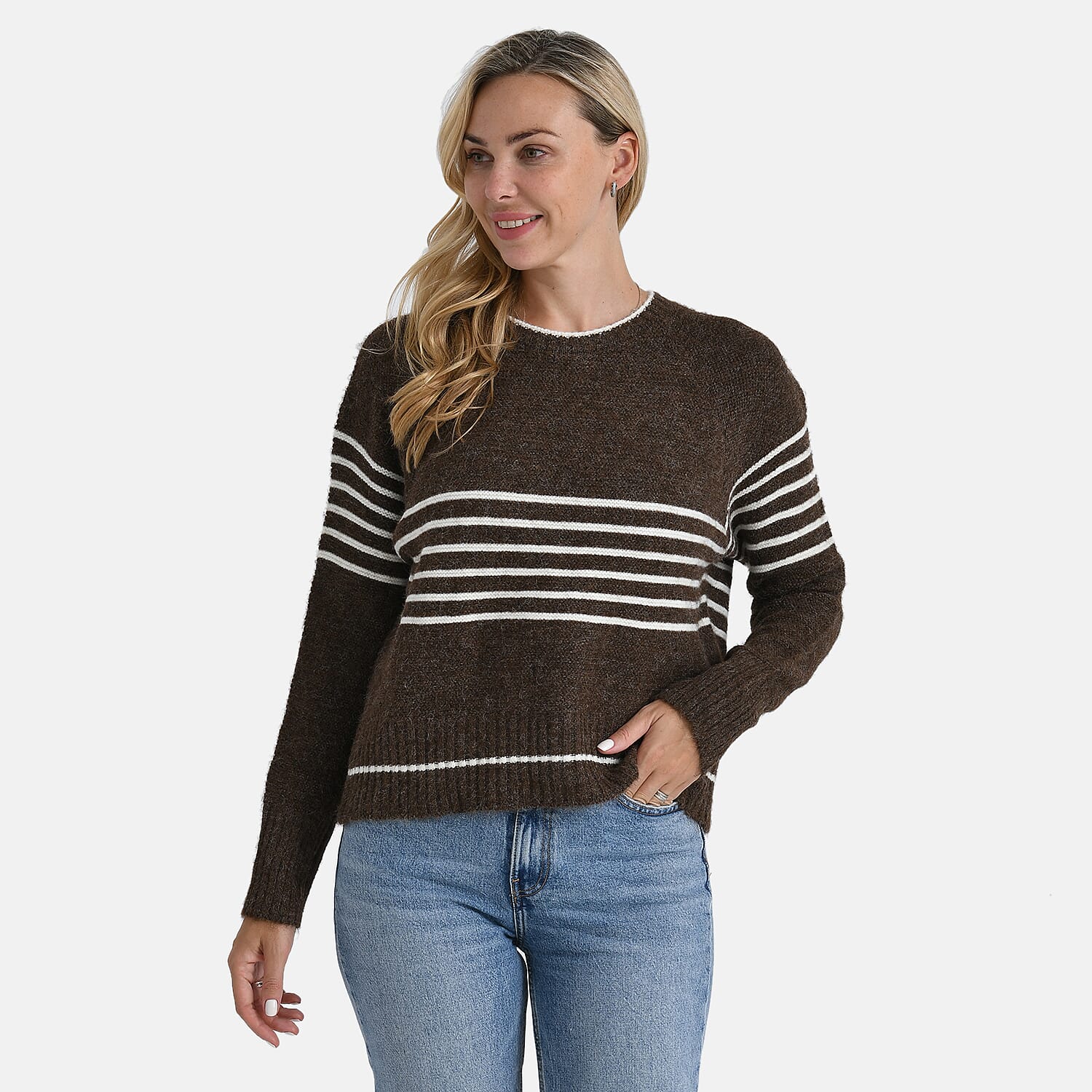 La Marey Striped Knitted Jumper (Size L) - Brown 8225731 3