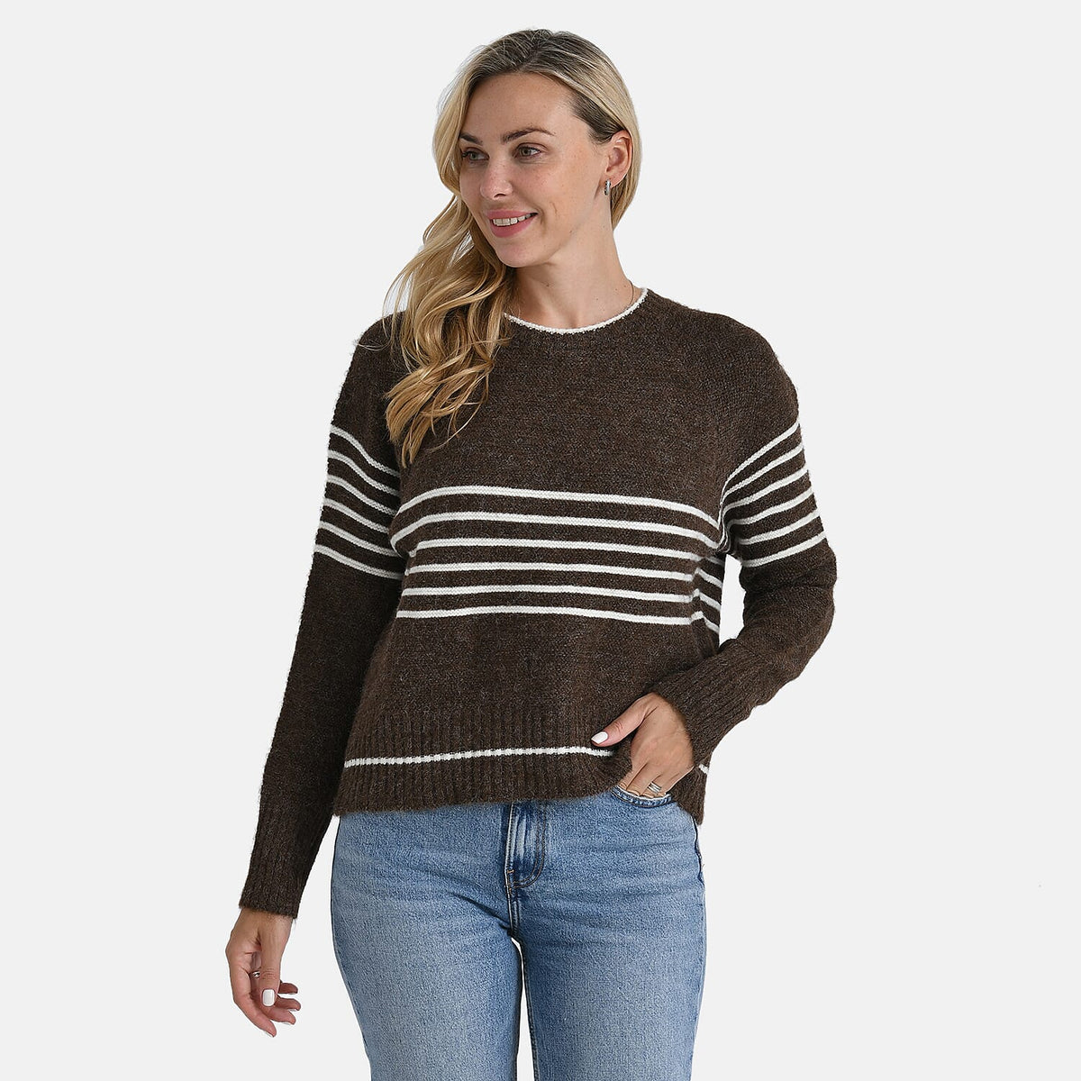 La Marey Striped Knitted Jumper (Size XL) - Brown V32551430 3