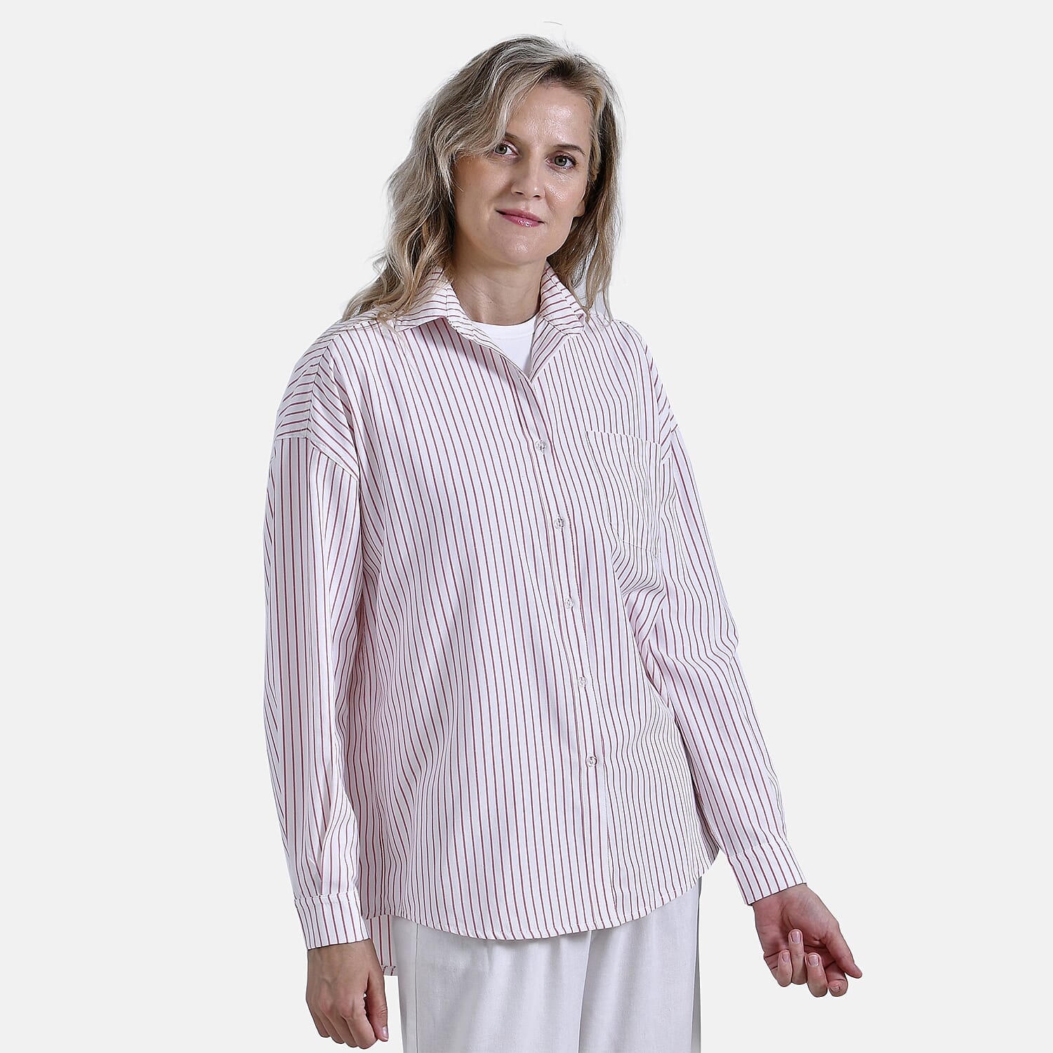 La Marey Striped Shirt (Size L) - Pink &amp; White 7857477 7