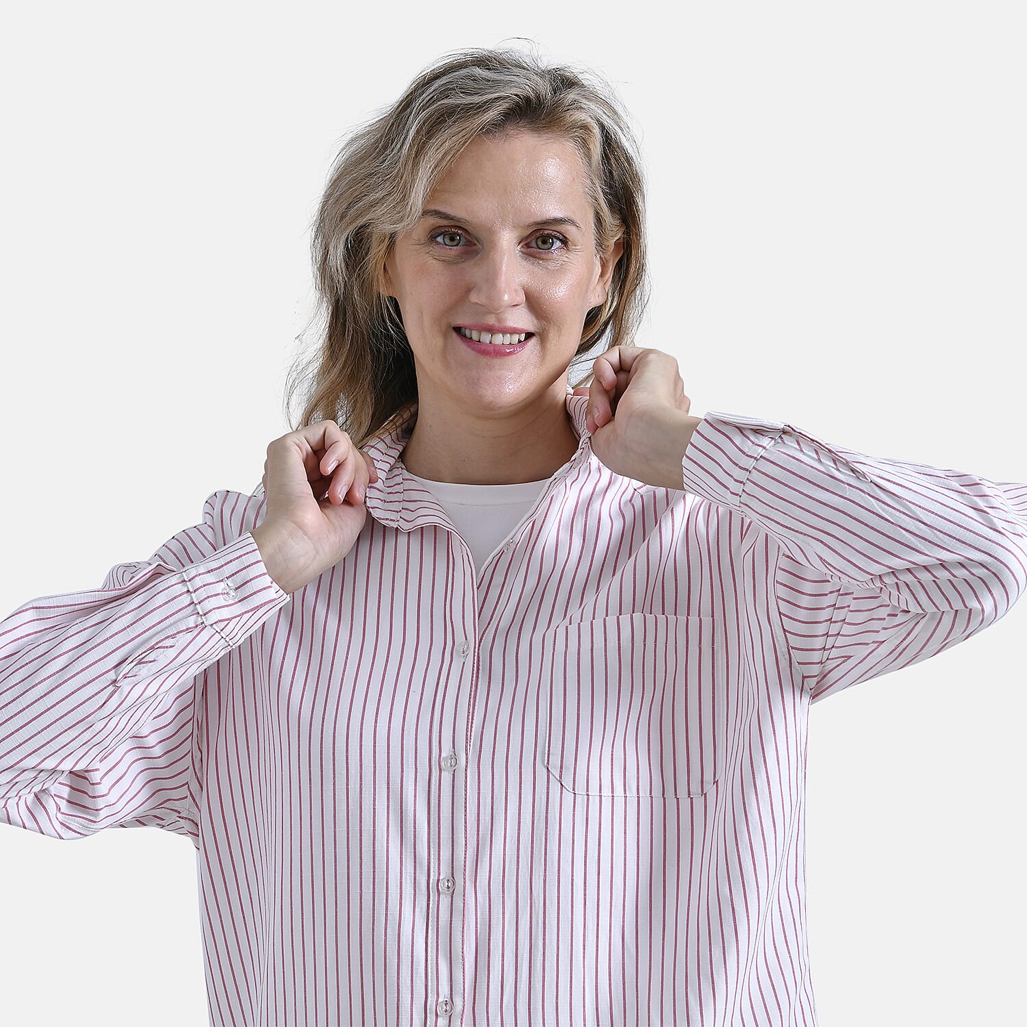 La Marey Striped Shirt (Size L) - Pink &amp; White 7857477 8