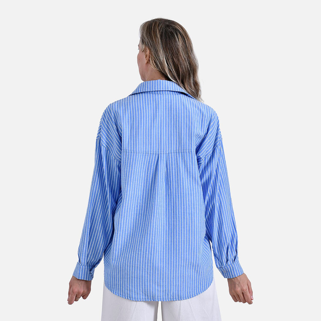 La Marey Striped Shirt (Size M) - Blue & White