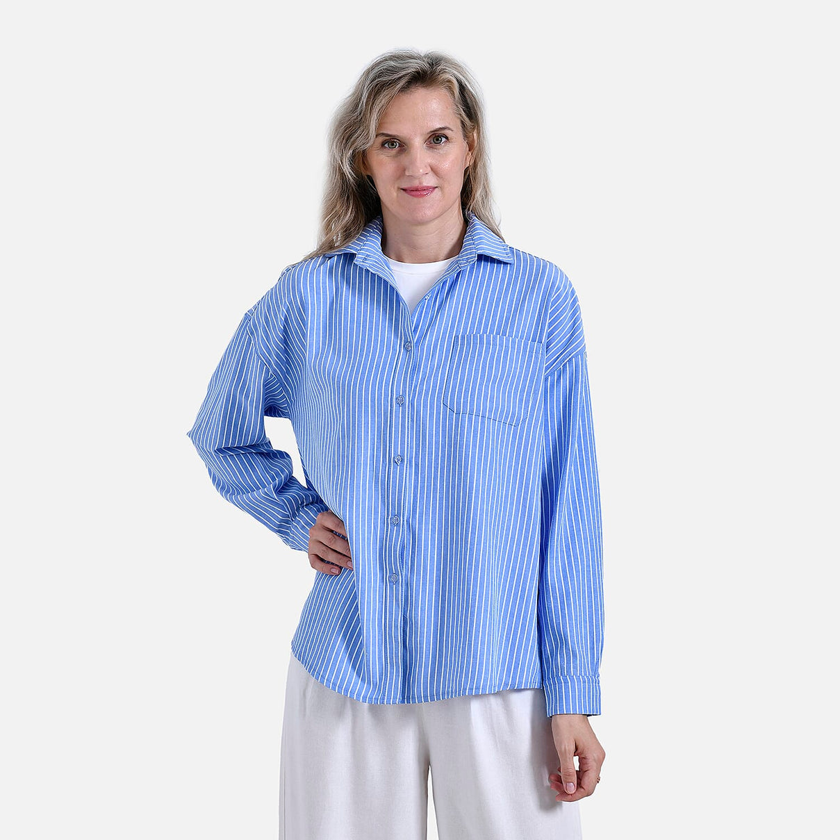 La Marey Striped Shirt (Size M) - Blue &amp; White V32521653 8