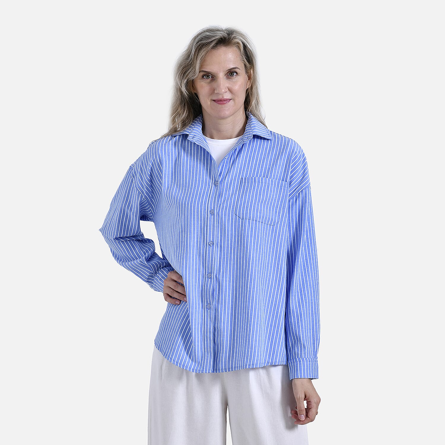 La Marey Striped Shirt (Size M) - Blue &amp; White V32521653 8