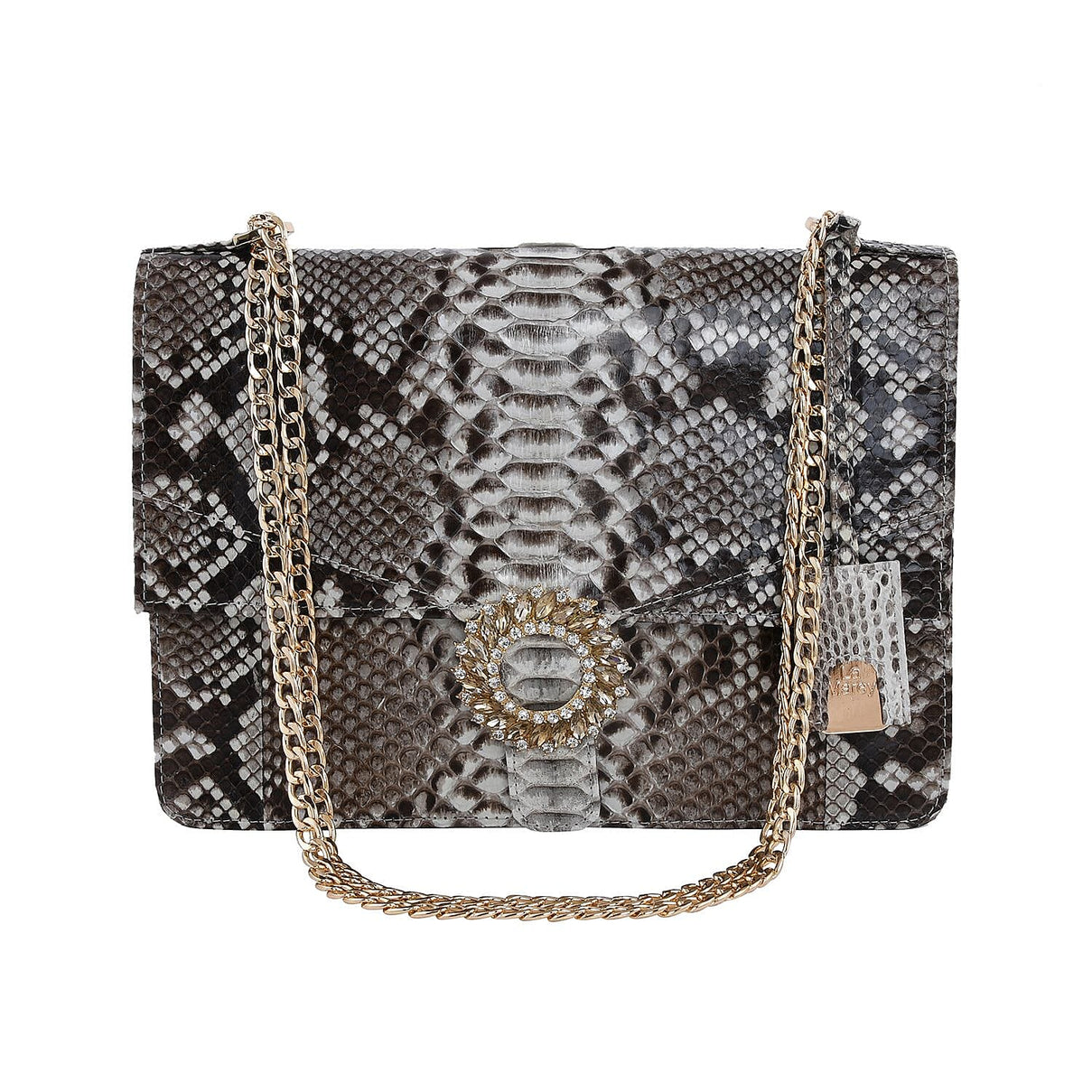 La Marey Structured 100% Genuine Python Leather Crossbody Bag - Black 7323890 0