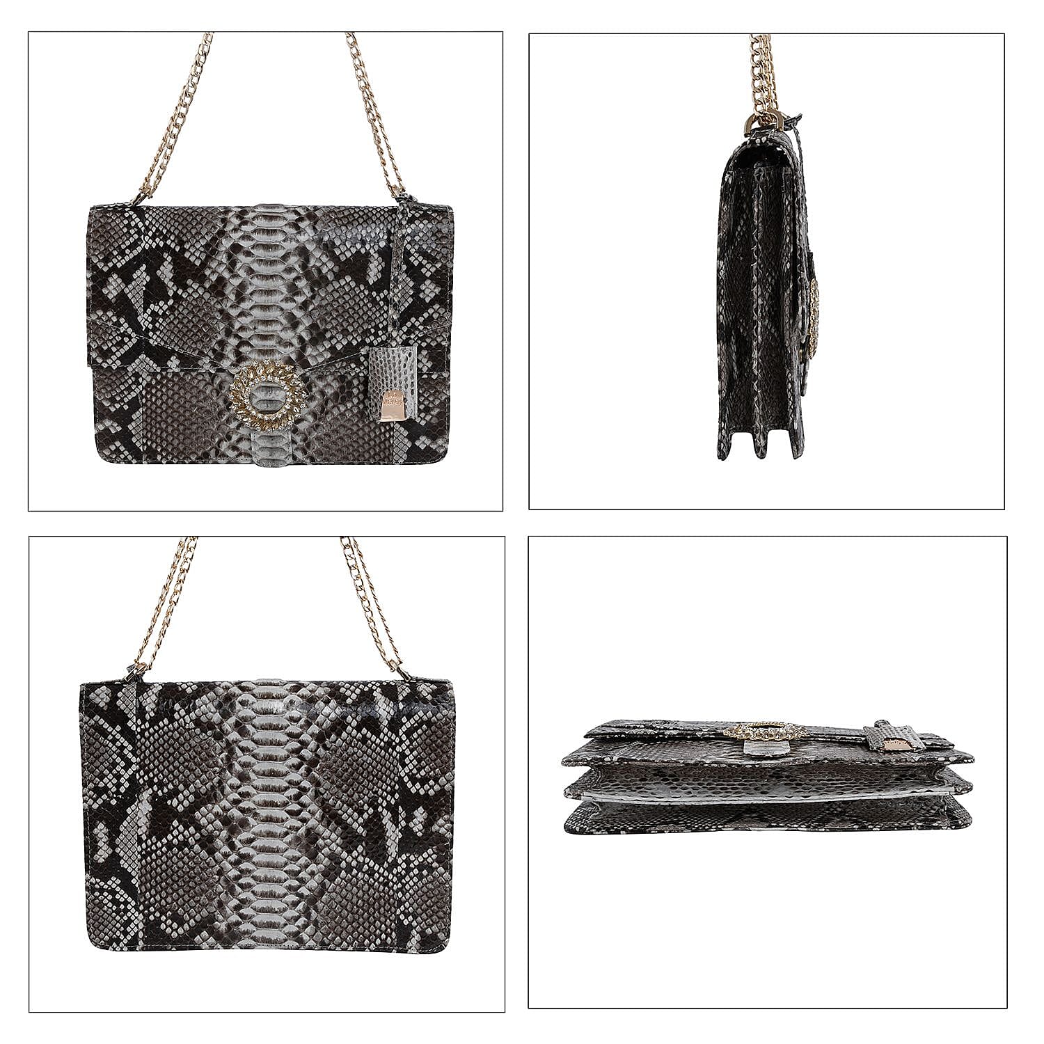 La Marey Structured 100% Genuine Python Leather Crossbody Bag - Black 7323890 1