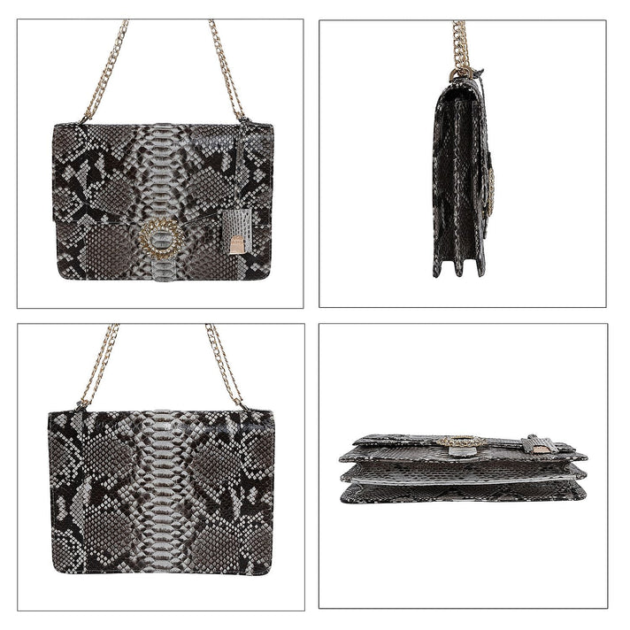 La Marey Structured 100% Genuine Python Leather Crossbody Bag - Black 7323890 2