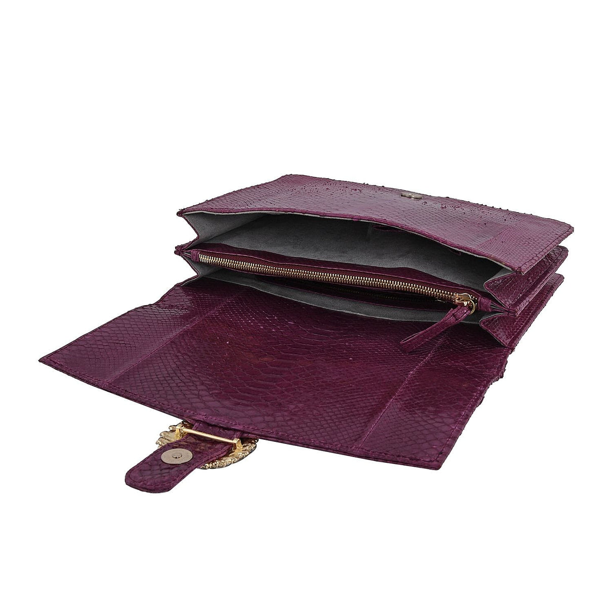 La Marey Structured 100% Genuine Python Leather Crossbody Bag - Burgundy 7323891 2