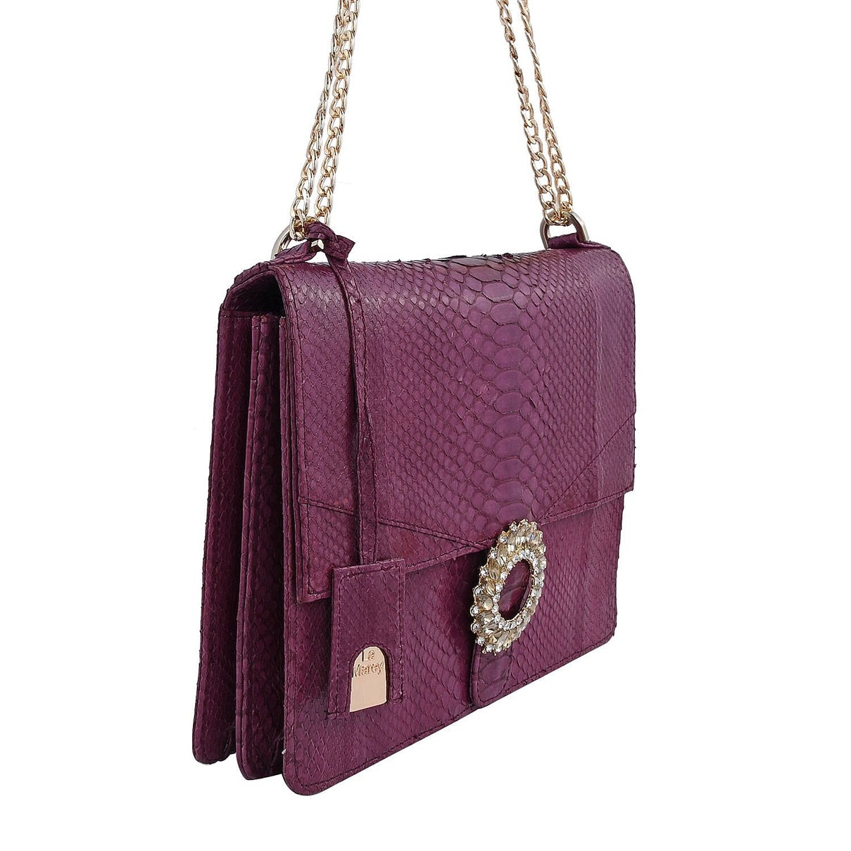 La Marey Structured 100% Genuine Python Leather Crossbody Bag - Burgundy 7323891 4
