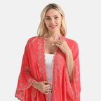 La Marey Stylish Embroidery Short Kimono (One Size) - Pink