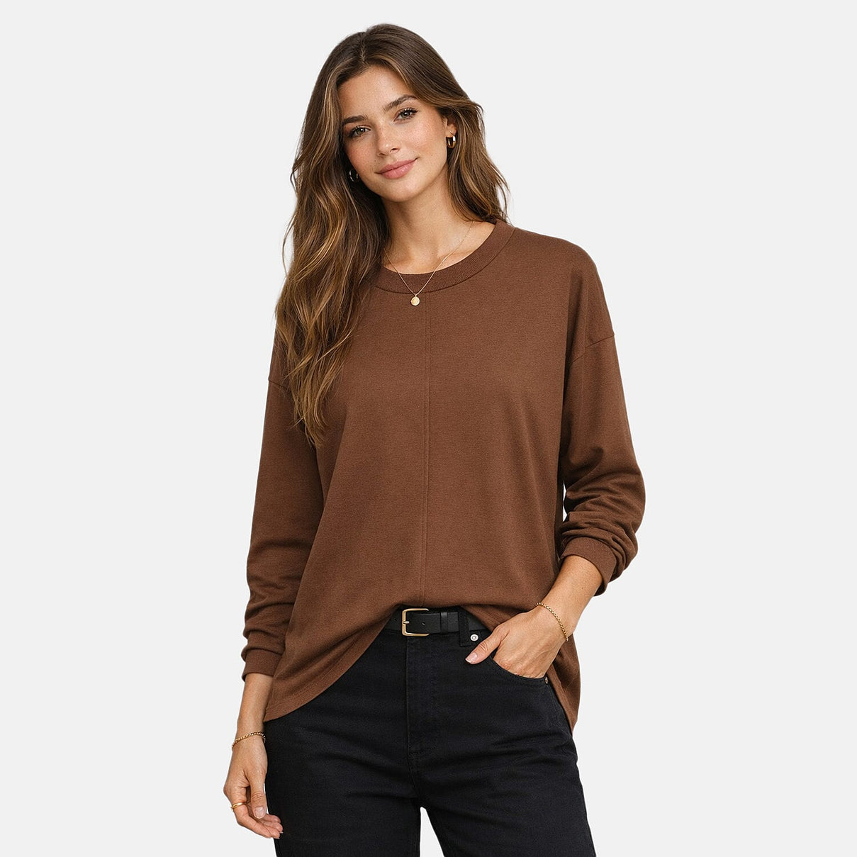 La Marey Super Soft Brushed Top (Size - L/XL) - Chocolate V32492213 0