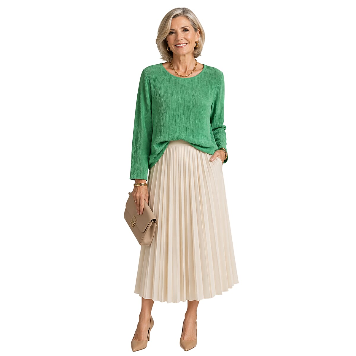 La Marey Textured Long Sleeve Top (Size L, 16-18) - Green 8237711 0