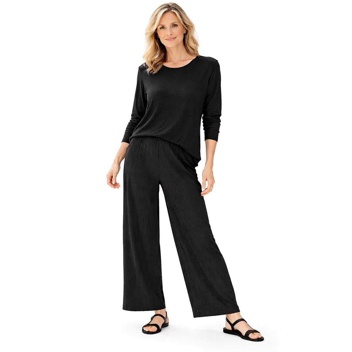 La Marey Soft Touch Textured Top (Size S, 8 to 10) - Black V32521132 0