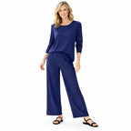 La Marey Soft Touch Textured Top (Size S, 8 to 10) - Navy