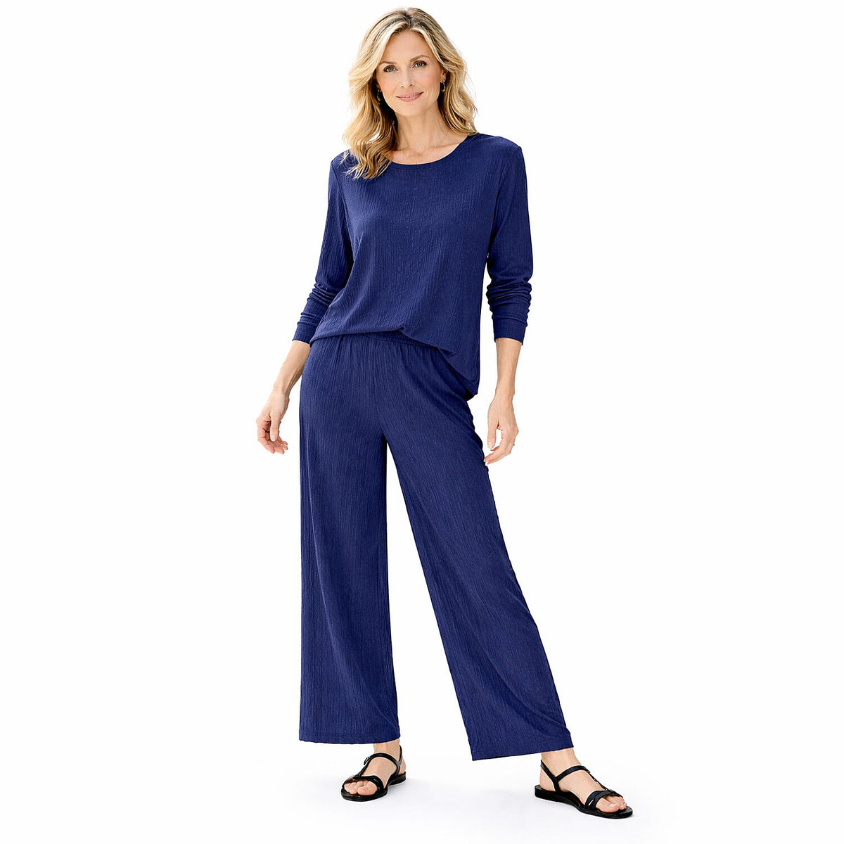 La Marey Soft Touch Textured Top (Size S, 8 to 10) - Navy V32515654 0