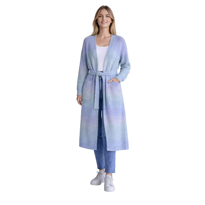 La Marey Textured Midi Cardigan with Belt (Size 12 to 14) - Green &amp; Blue 8487266 1
