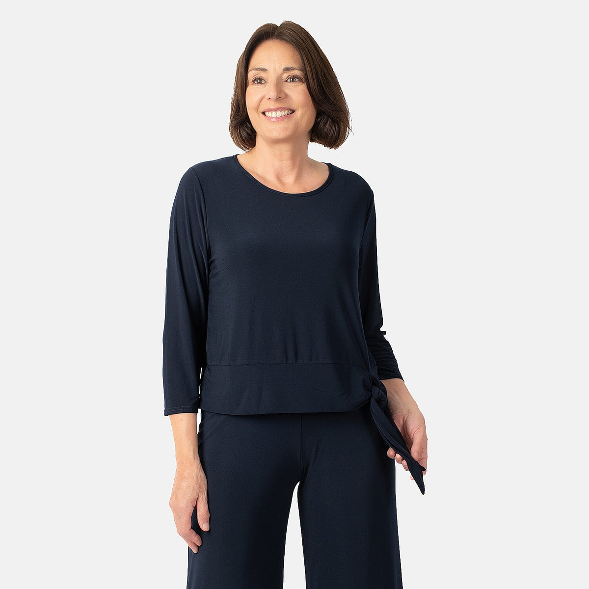 La Marey Side Knot Detail Top (Size S) - Navy V32528895 1