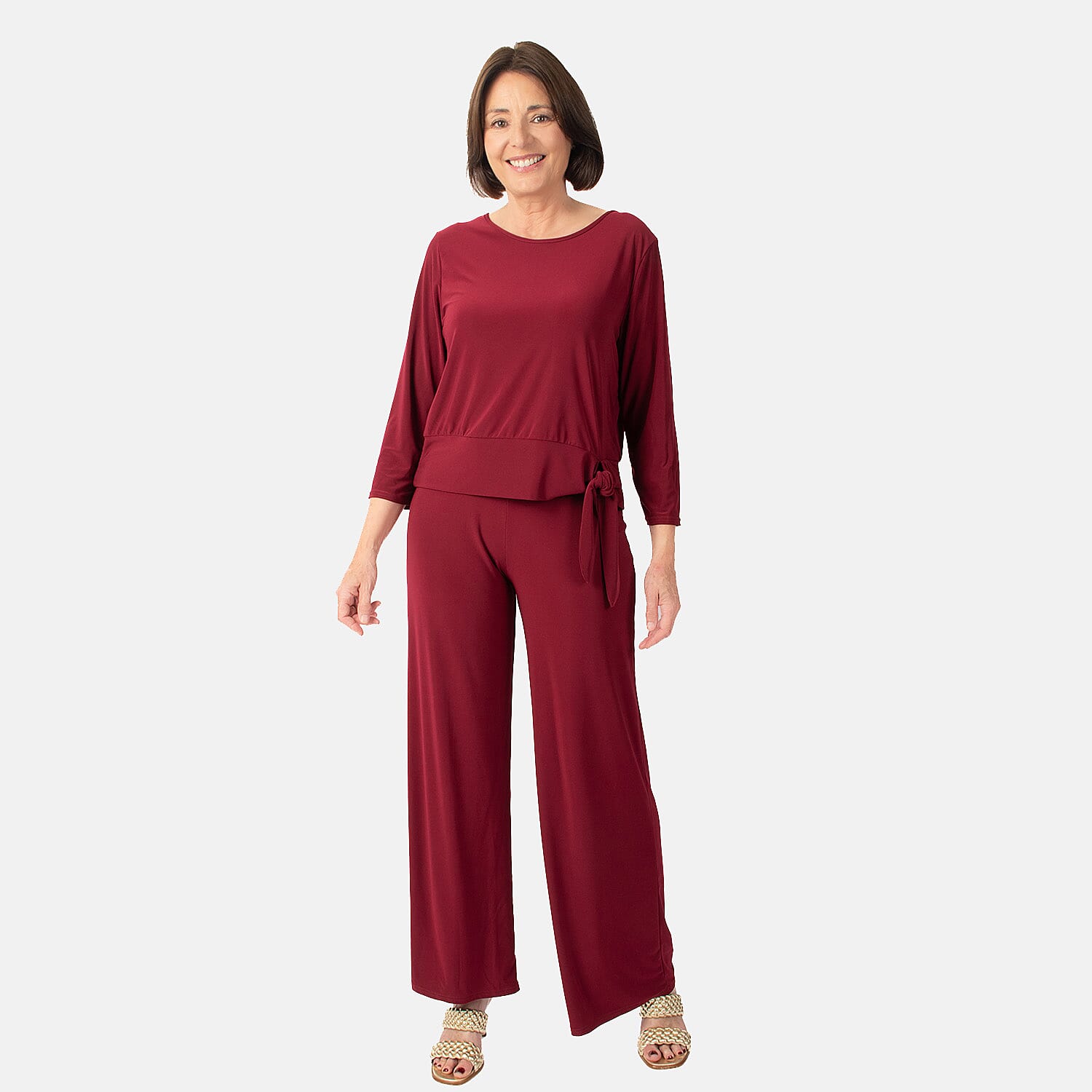 La Marey Side Knot Detail Top (Size L) - Wine 7934446 0