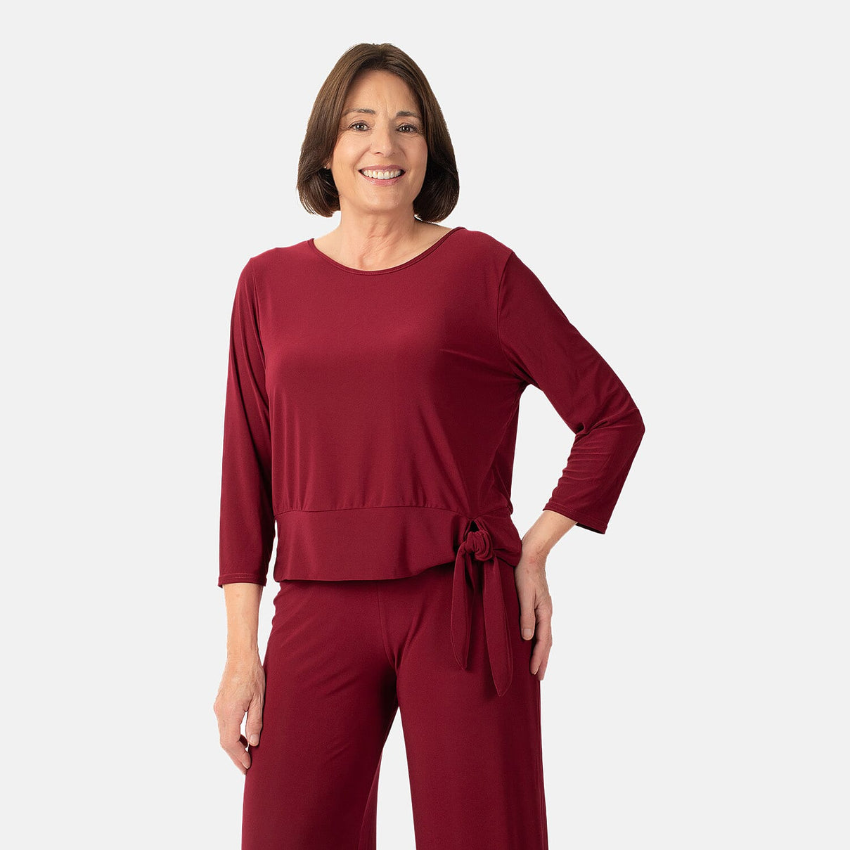 La Marey Side Knot Detail Top (Size L) - Wine 7934446 1