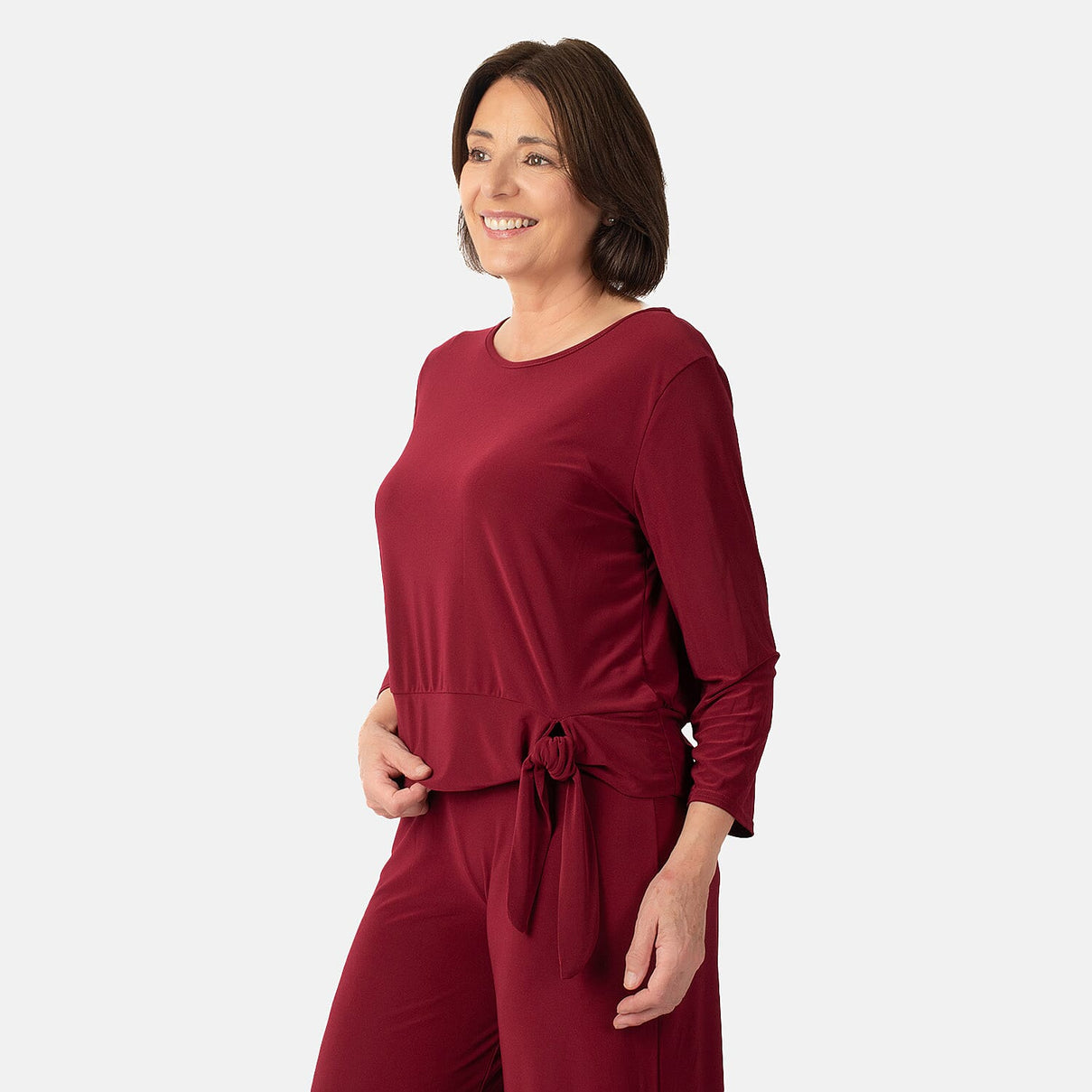 La Marey Side Knot Detail Top (Size L) - Wine 7934446 2