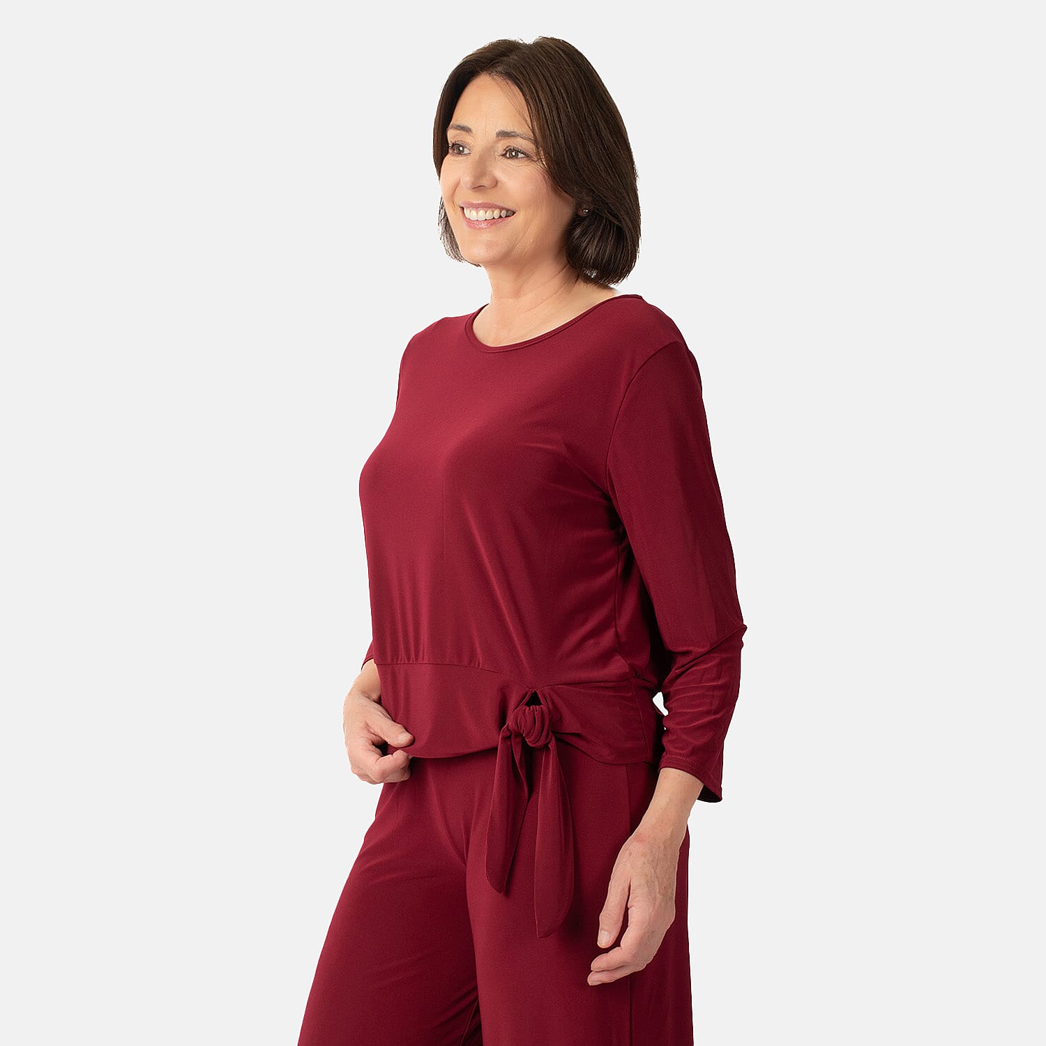 La Marey Side Knot Detail Top (Size L) - Wine 7934446 2