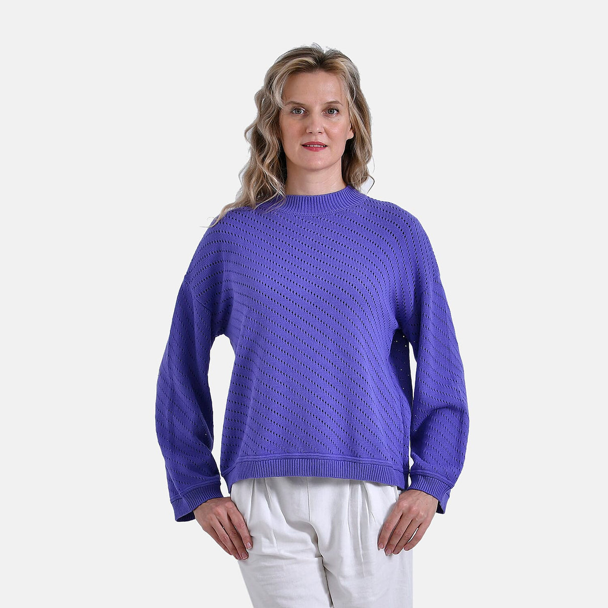 La Marey 100% Cotton Cozy Round Neck Jumper (Size M) - Purple 7898139 6