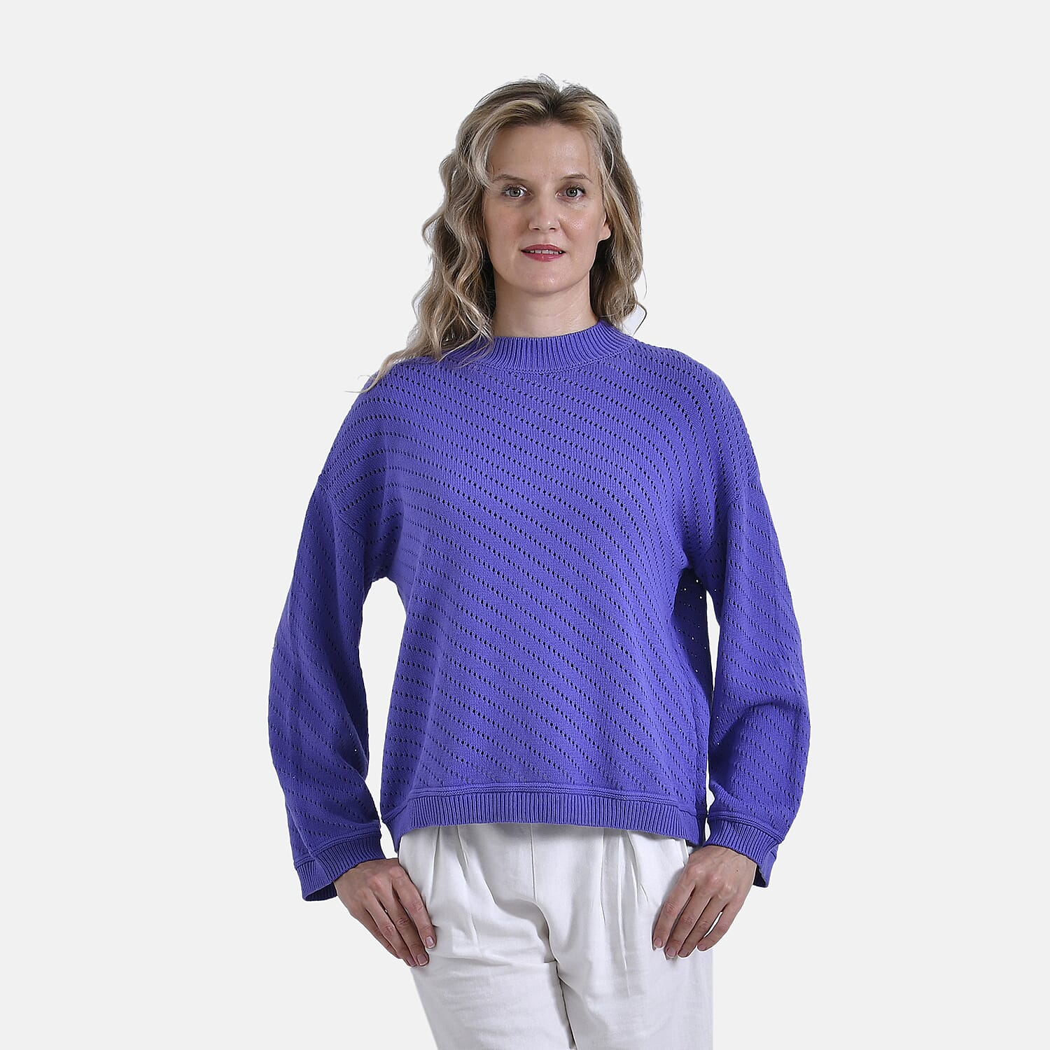 La Marey 100% Cotton Cozy Round Neck Jumper (Size M) - Purple 7898139 6