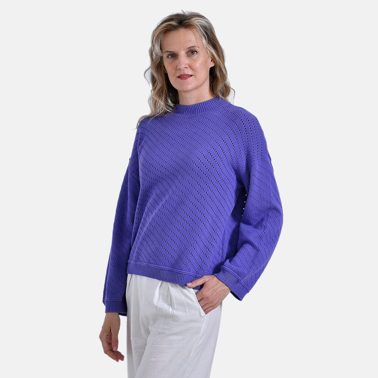 La Marey 100% Cotton Cozy Round Neck Jumper (Size M) - Purple 7898139 8