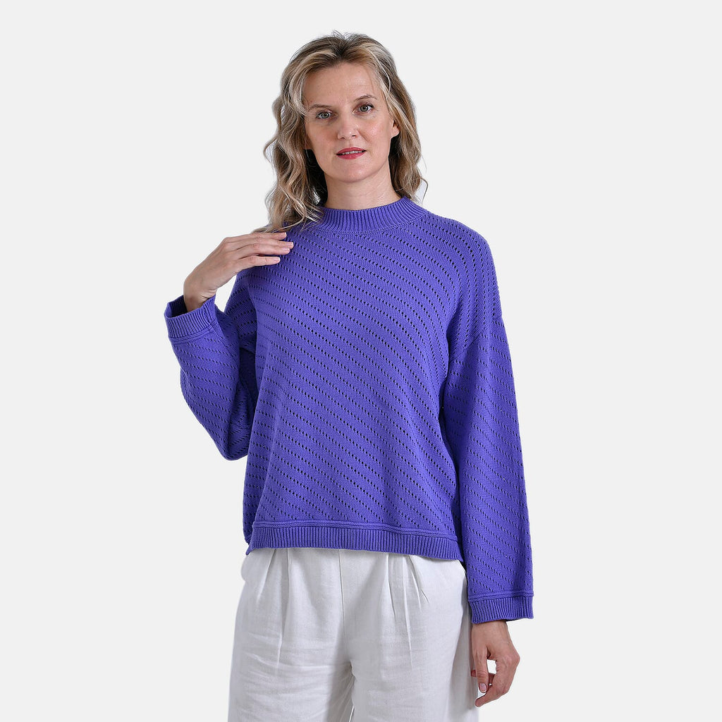 La Marey 100% Cotton Cozy Round Neck Jumper (Size M) - Purple