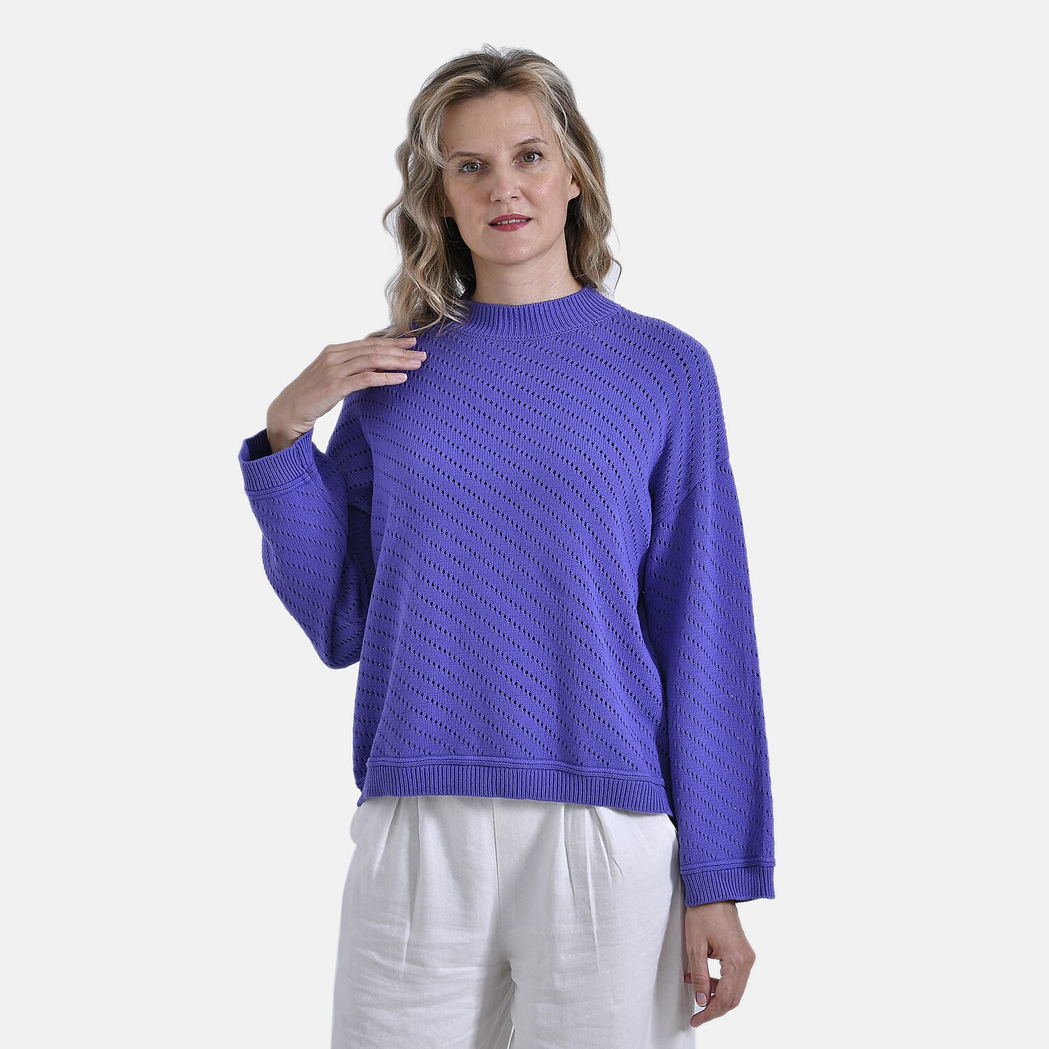La Marey 100% Cotton Cozy Round Neck Jumper (Size M) - Purple 7898139 9