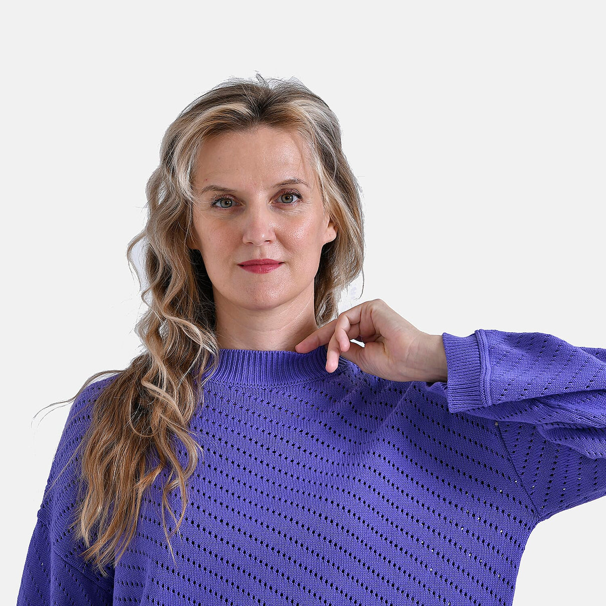 La Marey 100% Cotton Cozy Round Neck Jumper (Size M) - Purple 7898139 10