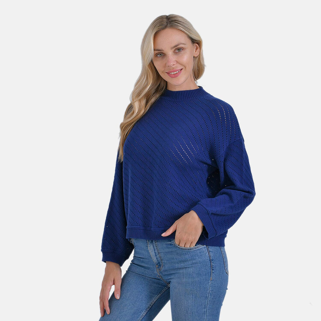La Marey 100% Cotton Round Neck Jumper (Size 20 to 22) -  Navy