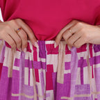 LA MAREY 100% Viscose Loungewear Sets (Short Sleeves Top with Patchwork Printed Trousers) - Purple - Multi (Size L)