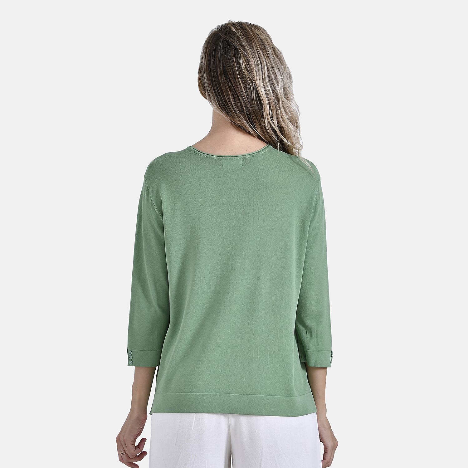 La Marey Wavy Pattern 3 Quarter Sleeve Blouse (Size 22 to22) - Olive Grove V32534963 2