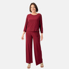 La Marey Wide Leg Pull on Trouser (Size M) - Wine