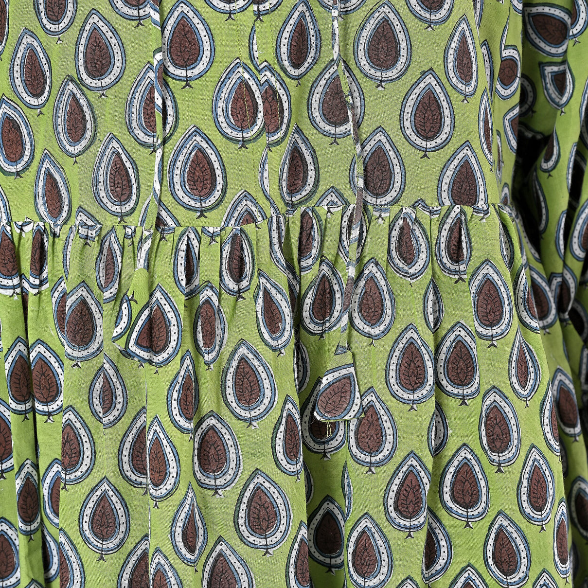 La Marey Womens Hand Block Print Cotton Dress (Size XL) - Green 7989959 11