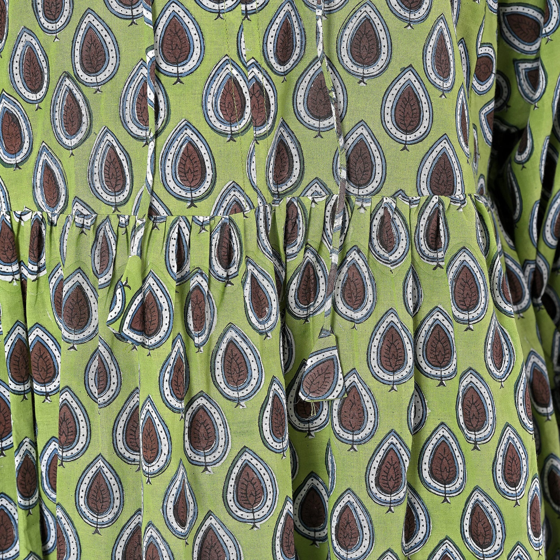 La Marey Womens Hand Block Print Cotton Dress (Size XL) - Green 7989959 11