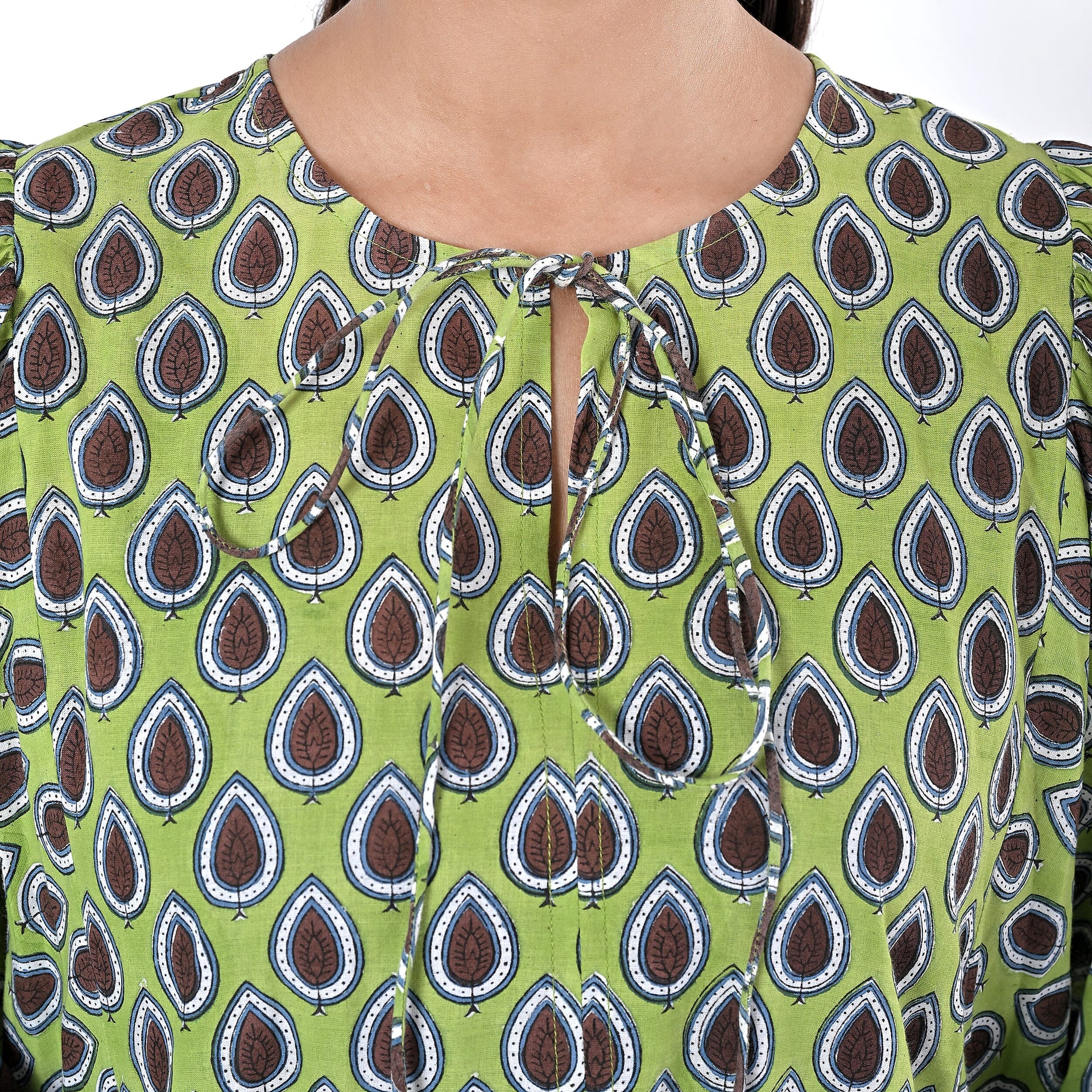 La Marey Womens Hand Block Print Cotton Dress (Size XL) - Green 7989959 8