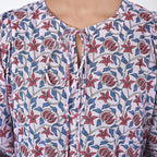 La Marey Womens Hand Block Print Cotton Dress with Bottom & Sleeve Hem Border (Size M) - Purple