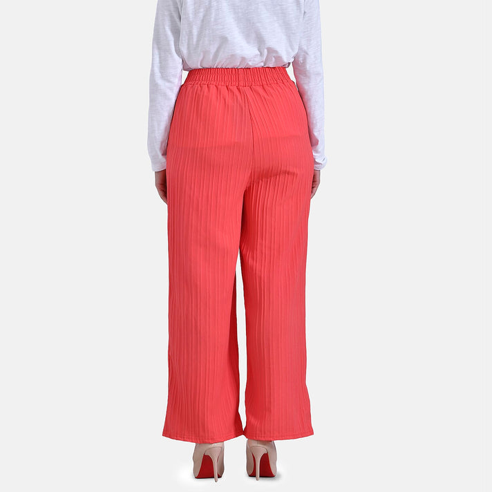 La Marey Womens High Waist Flowy Wide Leg Trousers with Vertical Pleats (Size 16 to 18) - Red 7788670 2