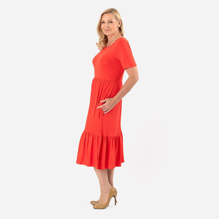La Marey Women's Tiered Stretch Waist Midi Dress with Pockets 8094220 2