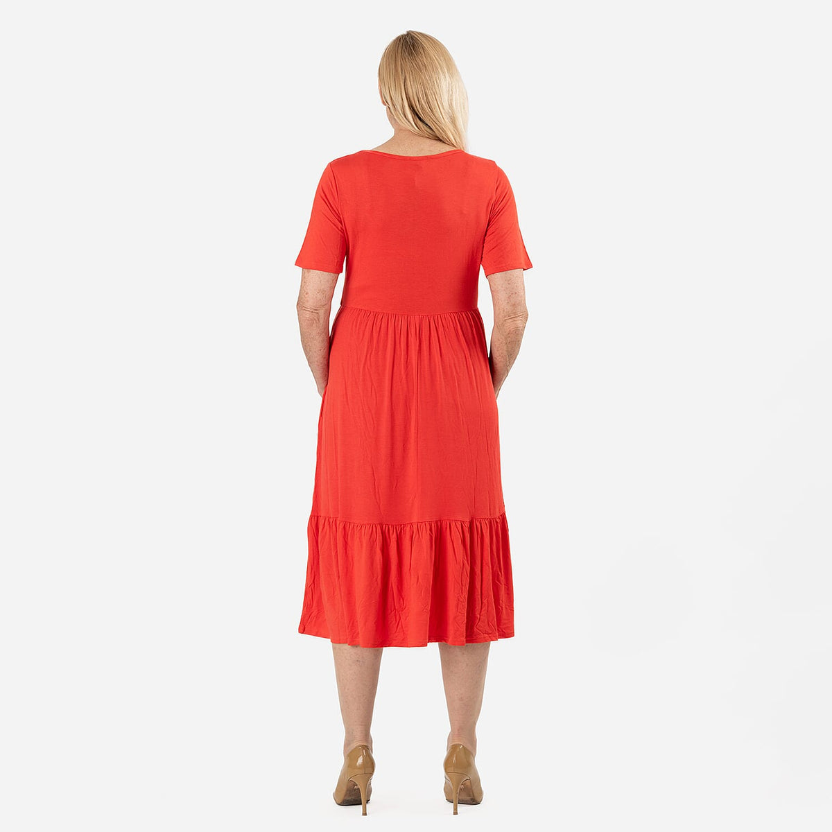 La Marey Women's Tiered Stretch Waist Midi Dress with Pockets V32520763 2