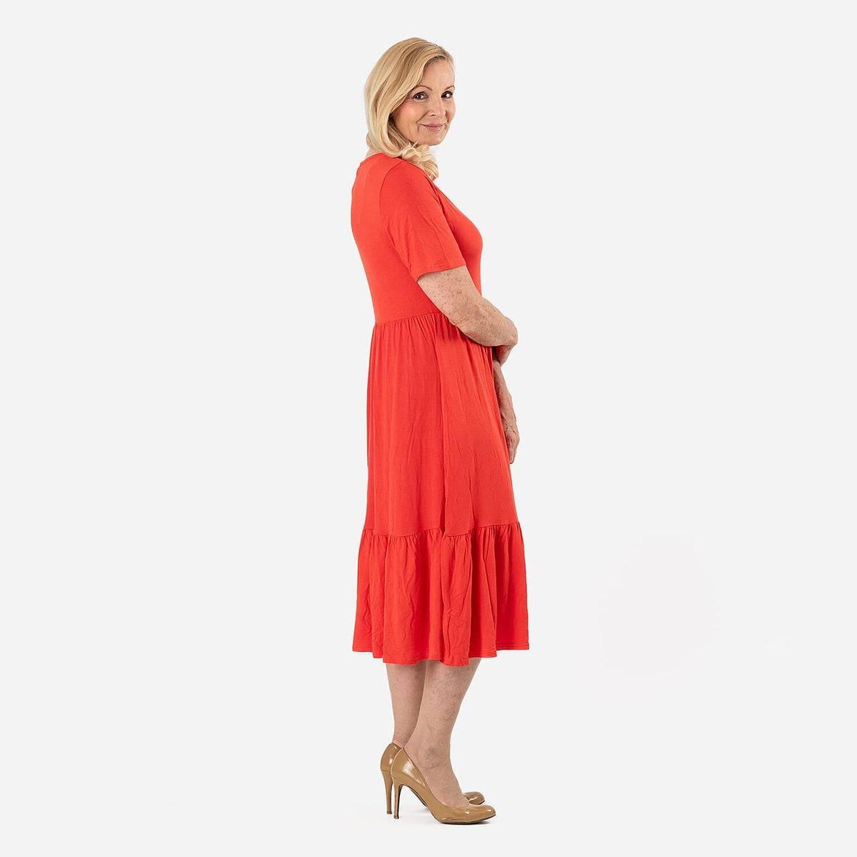 La Marey Women's Tiered Stretch Waist Midi Dress with Pockets V32520763 3