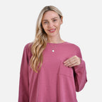 La marey Full-Sleeve with Round Neck Casual top (Size L) - Pink