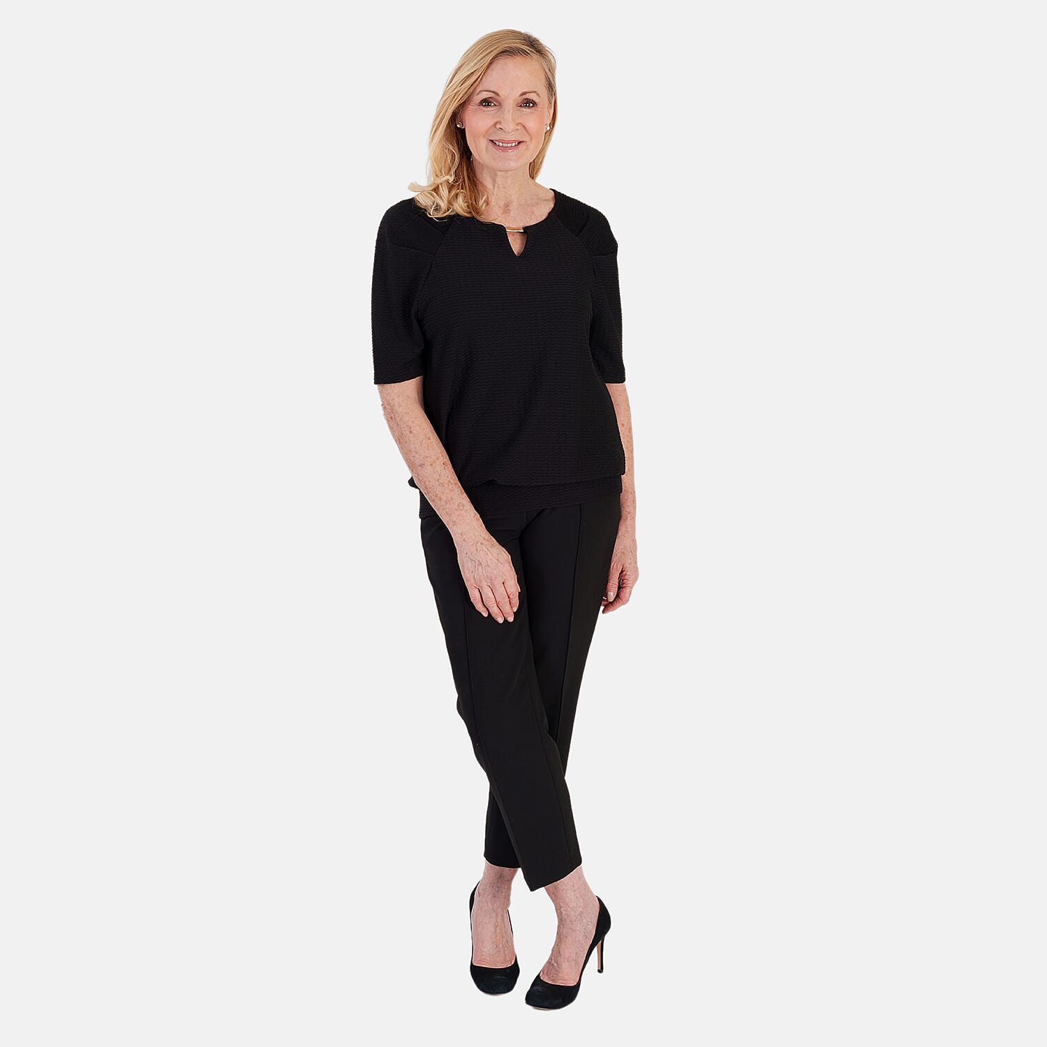 La Marey Textured Key Hole Top (Size 12) - Black V32529129 0