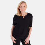 La Marey Textured Key Hole Top (Size 12) - Black