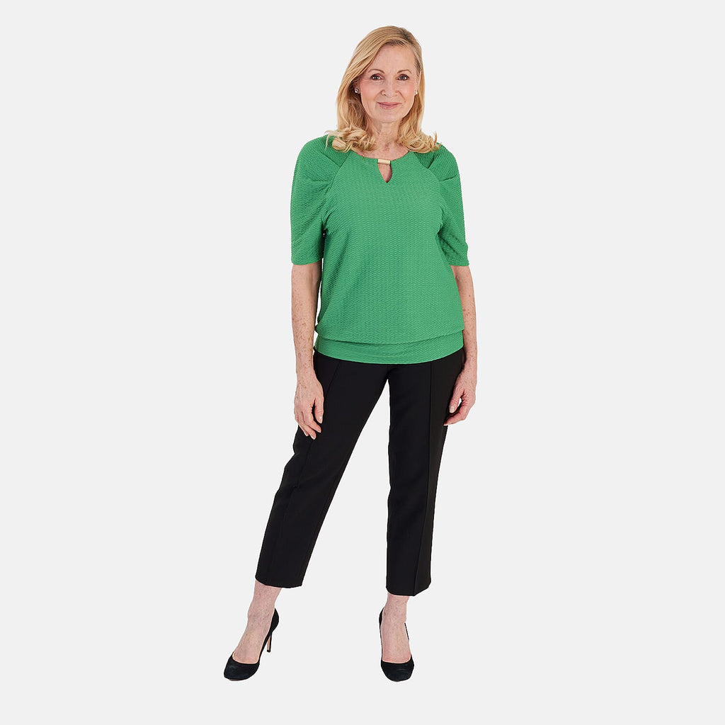 La Marey Textured Key Hole Top (Size 18) - Light Green