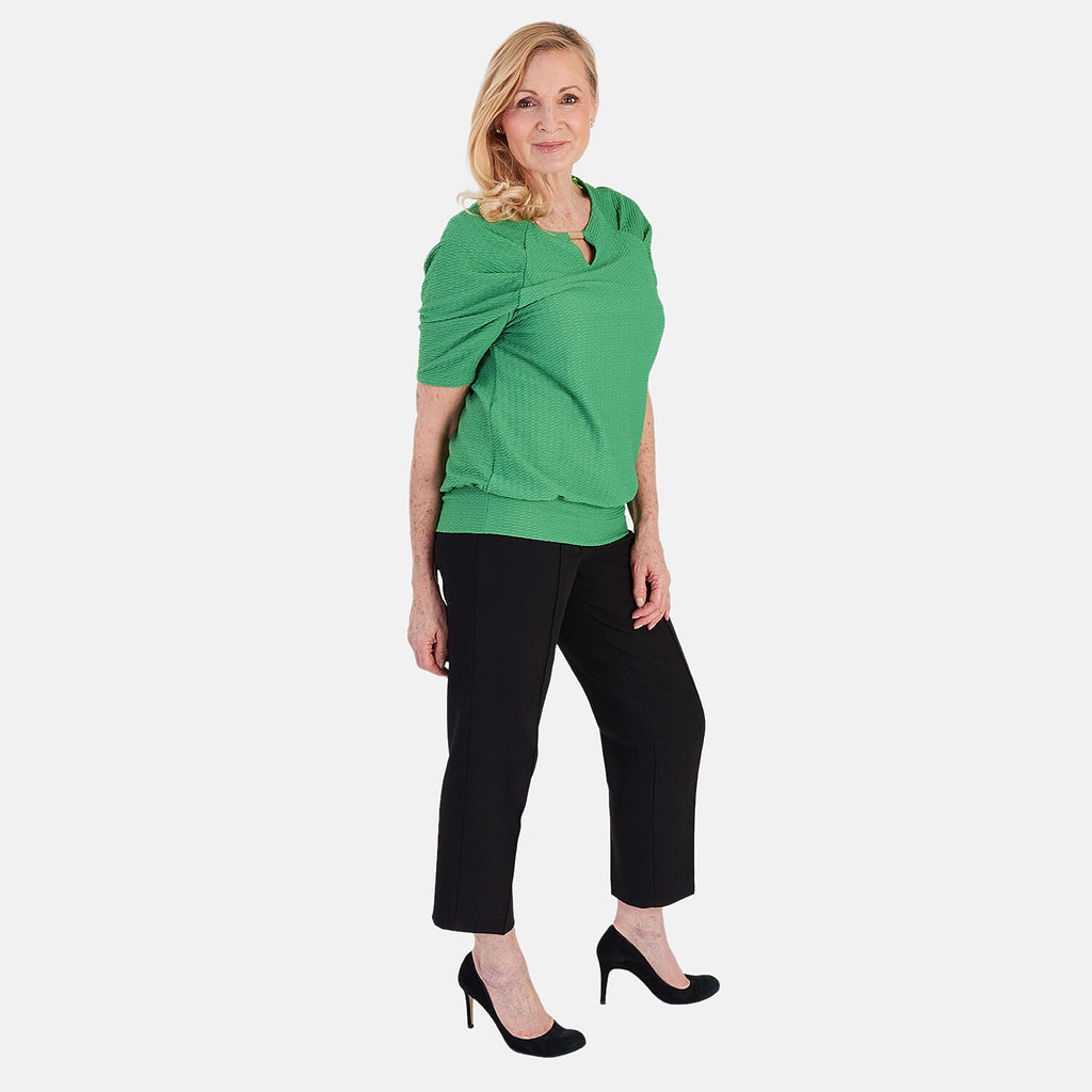 La Marey Textured Key Hole Top (Size 18) - Light Green