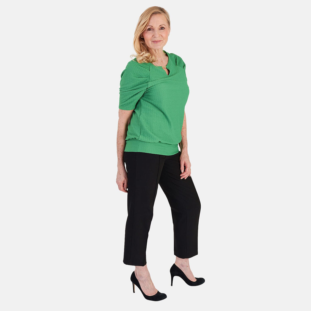 La Marey Textured Key Hole Top (Size 18) - Light Green V32374453 1
