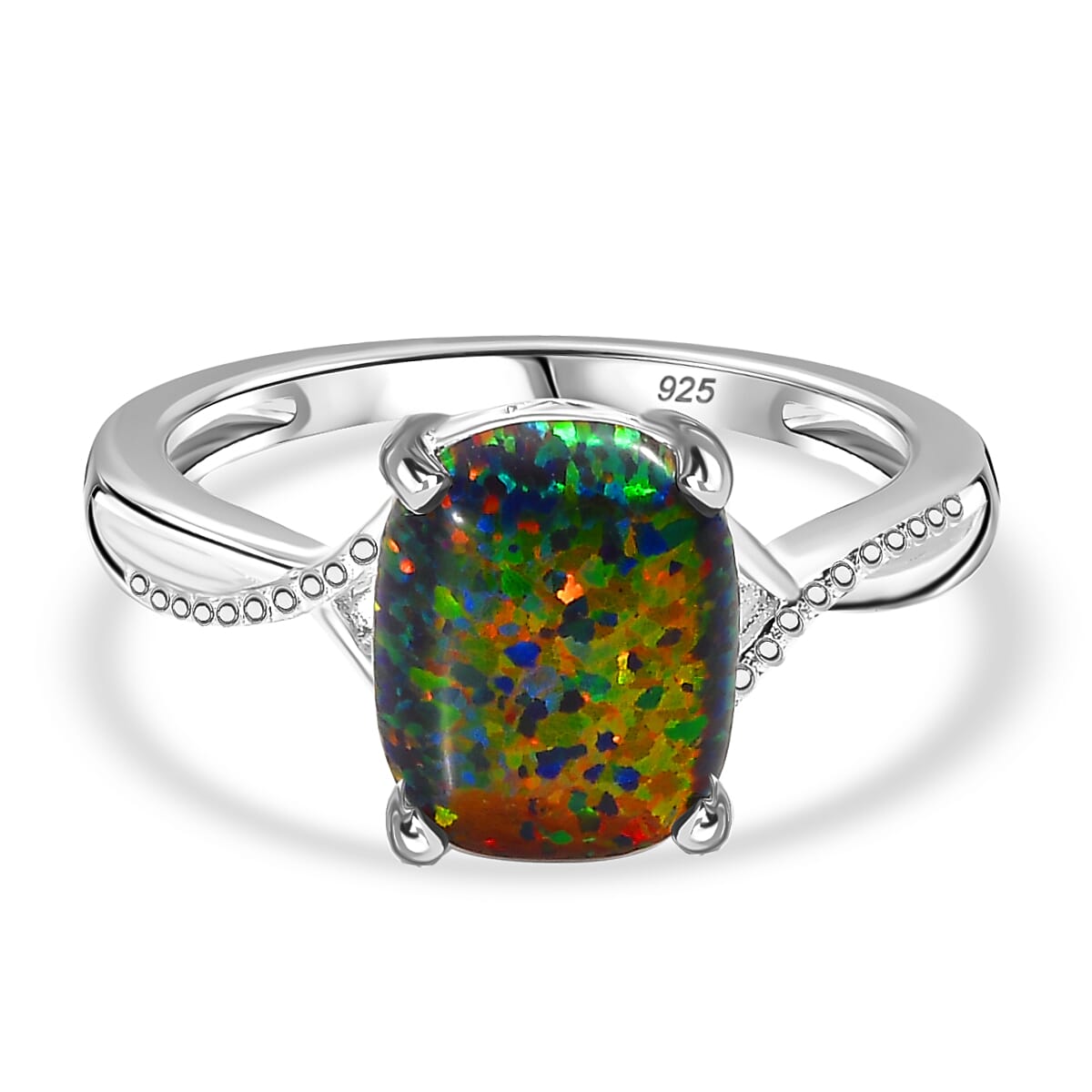 Lab Created Black Opal Sterling Silver Ring  1.295  Ct. 7859679 0